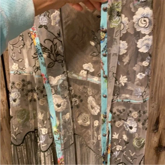 Aratta Hit the Breaks Green and Cream Embroidered Maxi Dress - Picture 3 of 7